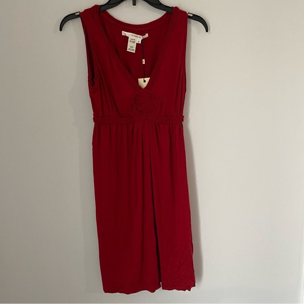 Studio M Women’s Deep V Neck Midi Sleeveless Slip Dress size M